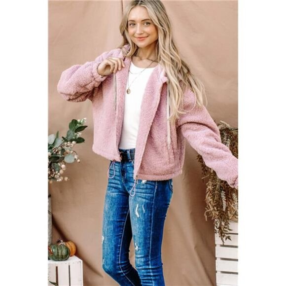 And The Why Sherpa Drawstring Cropped Hooded Jacket - Picture 4 of 4